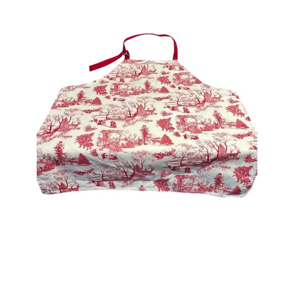 Michel Design Works Red Toile Apron With Adjustable Neck Strap & Ties - Picture 6 of 6